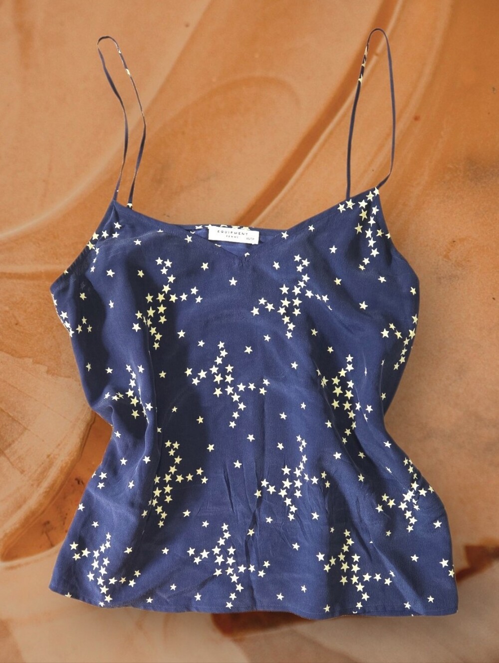 Equipment Layla Cami Navy Star-Print Silk Summer Fourth Of July Blue XS/TP